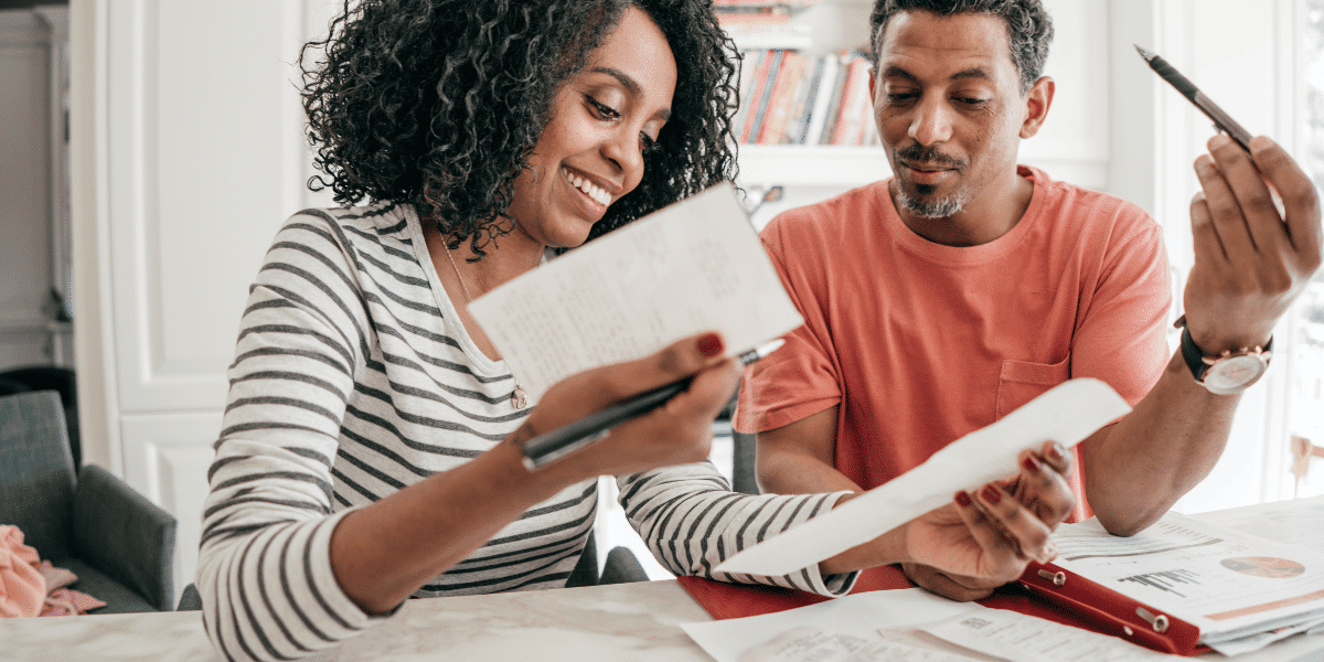 A couple determining their budget for a home purchase