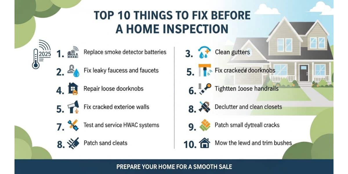 Infographic of things to fix before a home inspection